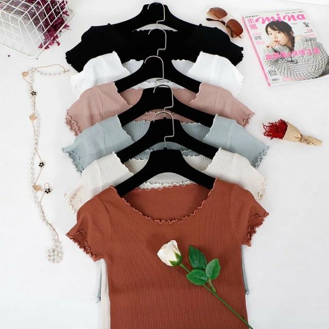 Áo croptop trễ vai 15 màu chất vải mềm mịn LIKANO CRT55