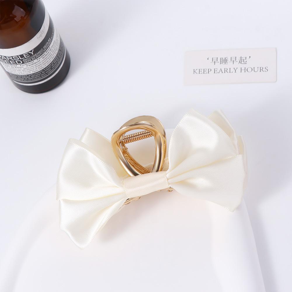 Kẹp Tóc Hình Nơ Màu Ngà Đơn Giản Thanh Lịch Cho Nữ