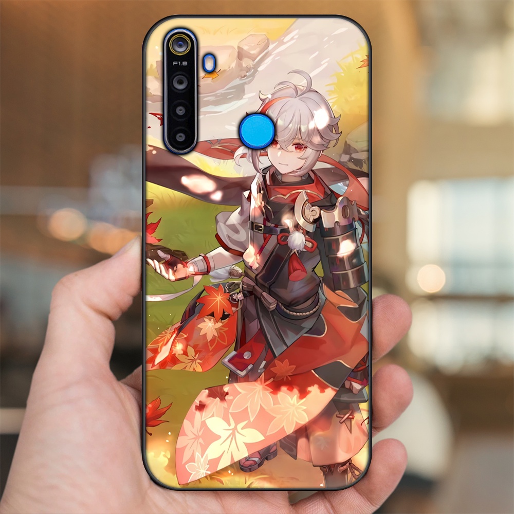 Ốp lưng Realme 5, 5 Pro viền đen in hình Kazuha Genshin Impact