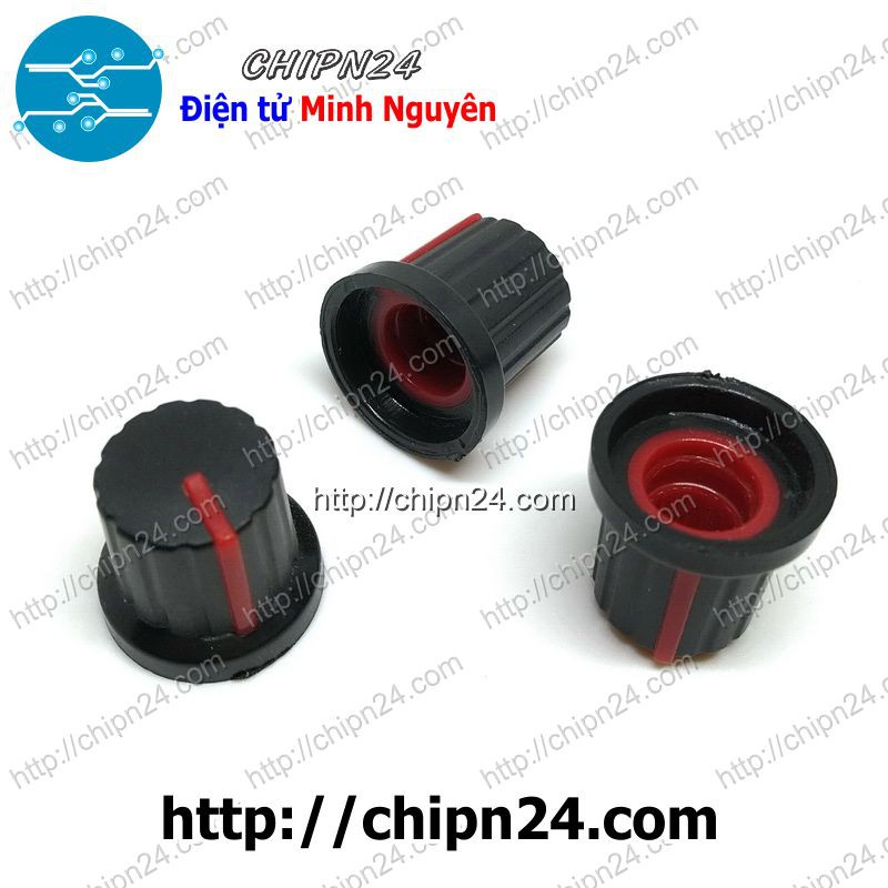 [5 CÁI] (F43) Nắp chụp Biến trở 15x15MM ĐỎ (Dùng cho Biến trở WH148, Đường kính 15mm, cao 15mm, lỗ trong 6mm, Trục Hoa)