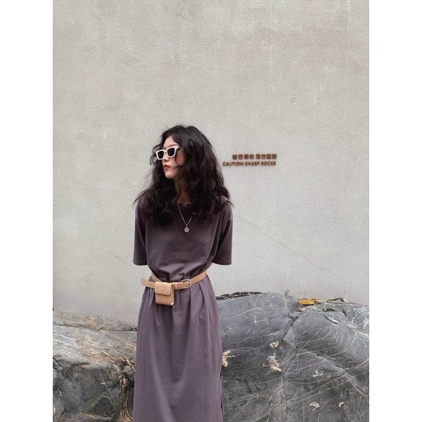 LOẠI 1 - Túi đựng airpod UNISEX thắt lưng, đeo hông, đeo cổ da lộn màu nâu tây mini CÓ 2 LOẠI DÂY ĐEO