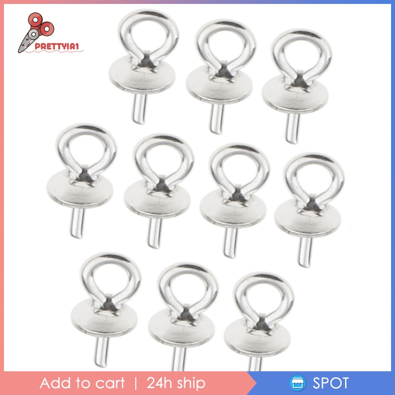 1 [Prettyia1] Set 10 Mặt Dây Chuyền Bạc 925 Đính Ngọc Trai 3mm