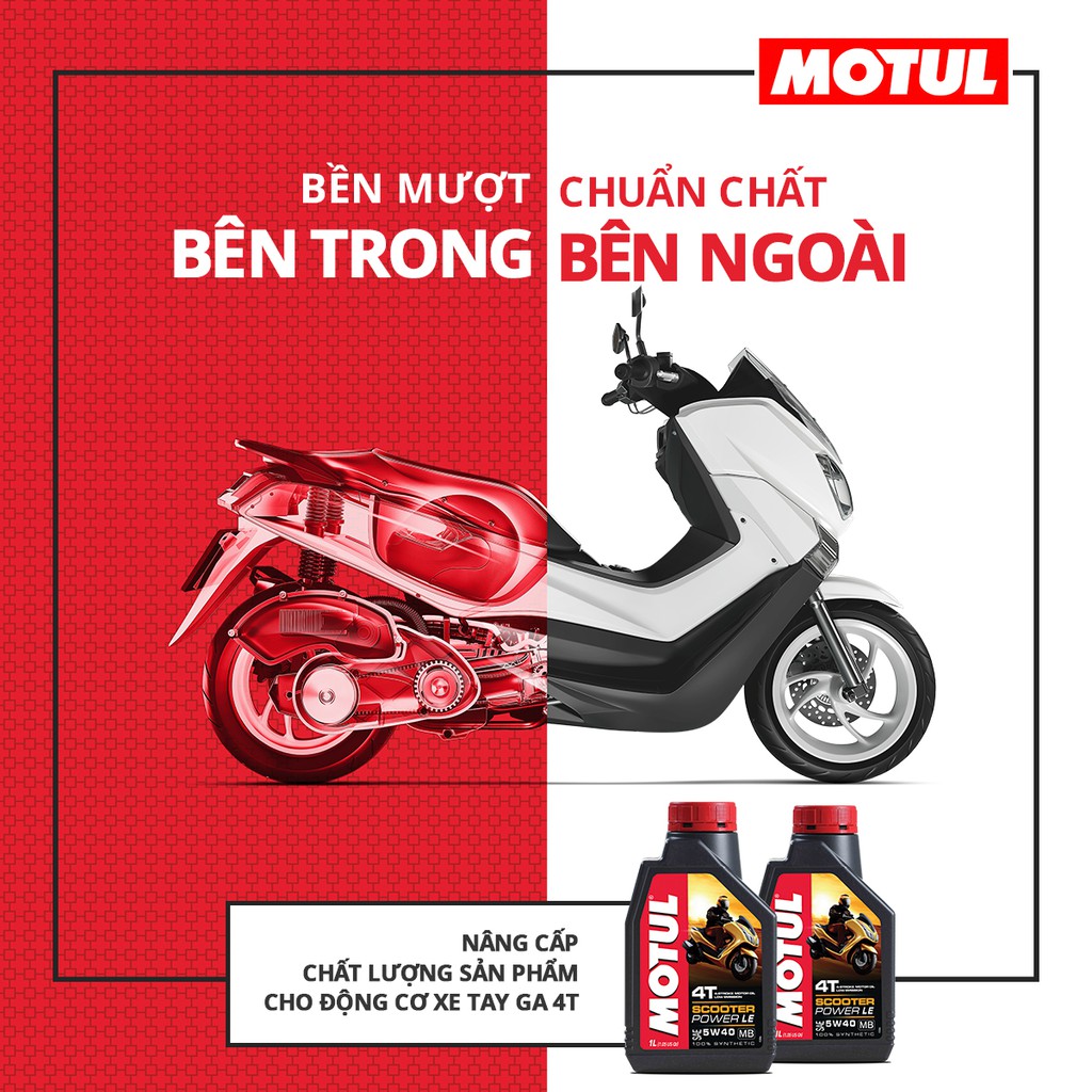 Nhớt xe tay ga MOTUL SCOOTER POWER LE 5W40 ( Tổng Hợp 100%) SN MB 800ML