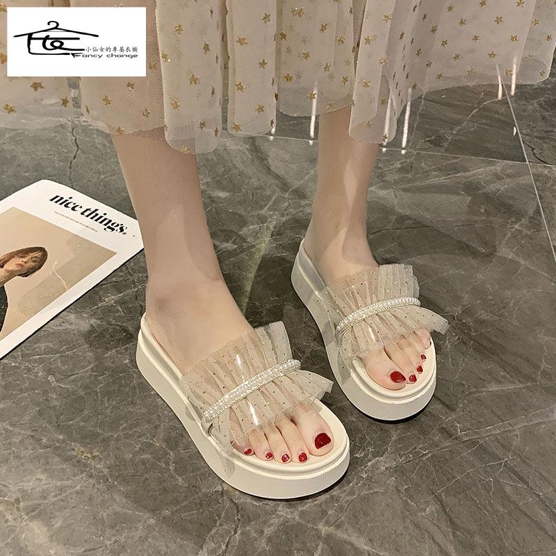 Dép Lê Phối Lông Đế Dày Thời Trang Mùa Hè Phong Cách Mới Dành Cho Nữ~2022