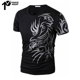 Áo Thun Polo Nam Cổ Tròn In Hình Xăm