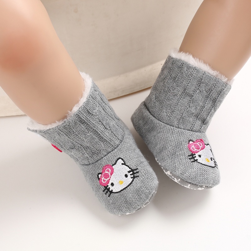Giày Bốt Cotton Chống Trượt Giữ Ấm Mùa Đông Mới Cho Bé Gái Sơ Sinh Tập Đi