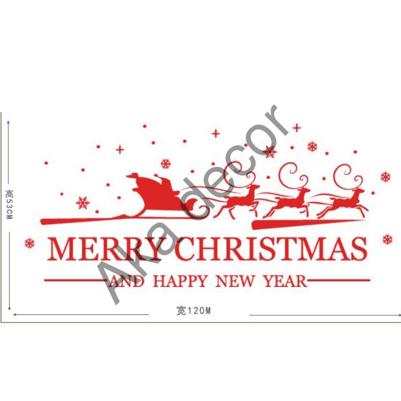 Decal trang trí noel hít tĩnh điện hai mặt không dơ kính Mẫu Đoàn Xe và Chữ | BigBuy360 - bigbuy360.vn