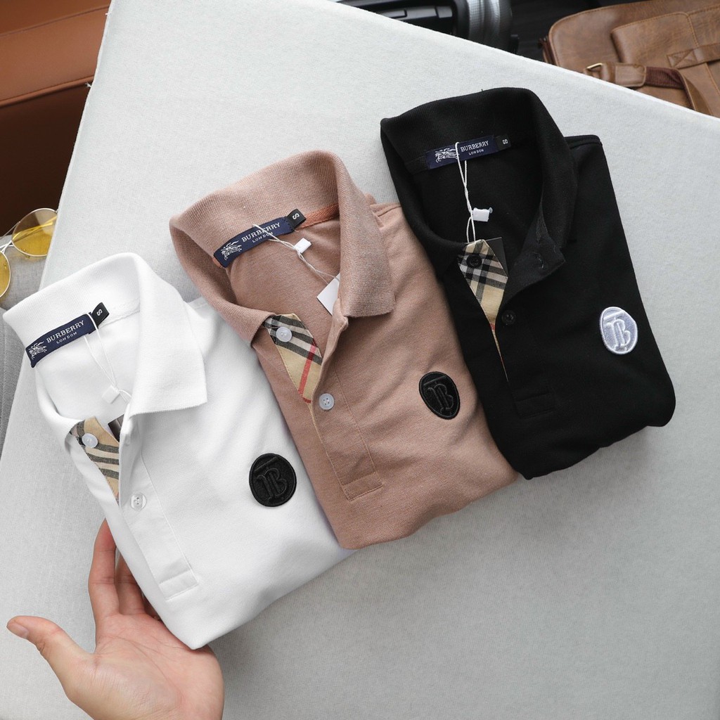 Áo polo nam Burberry phối cổ chất liệu Cotton 100% dày đẹp, áo nam polo form slim chuẩn hàng xuất, áo cộc nam 2021 | BigBuy360 - bigbuy360.vn
