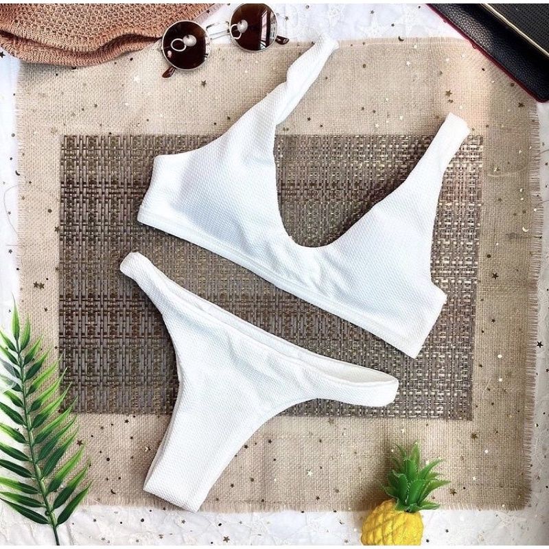 Bikini 2 Mảnh Tam Giác Trơn Pastel Sáng Da