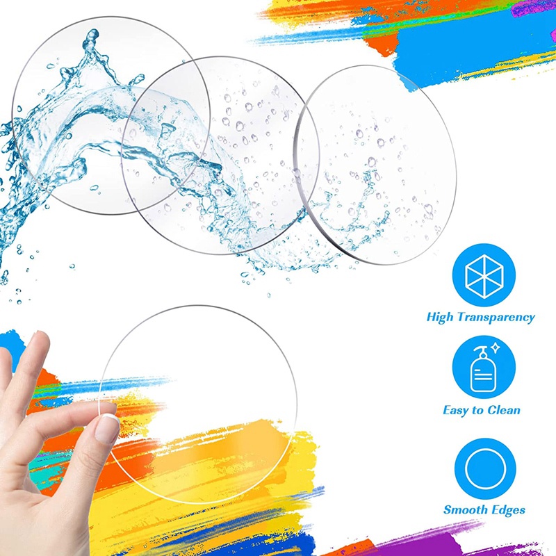 Bộ 30 Khuôn Tròn Acrylic Trong Suốt Dày 0.08 Inch Dùng Làm Đồ Trang Sức