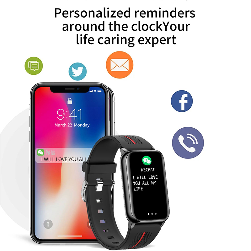 Lykry Smart Watch H76 Square Screen IP68 Waterproof Long Standby Heart Rate Blood Oxygen Monitoring Fitness Tracker 1.57 inch