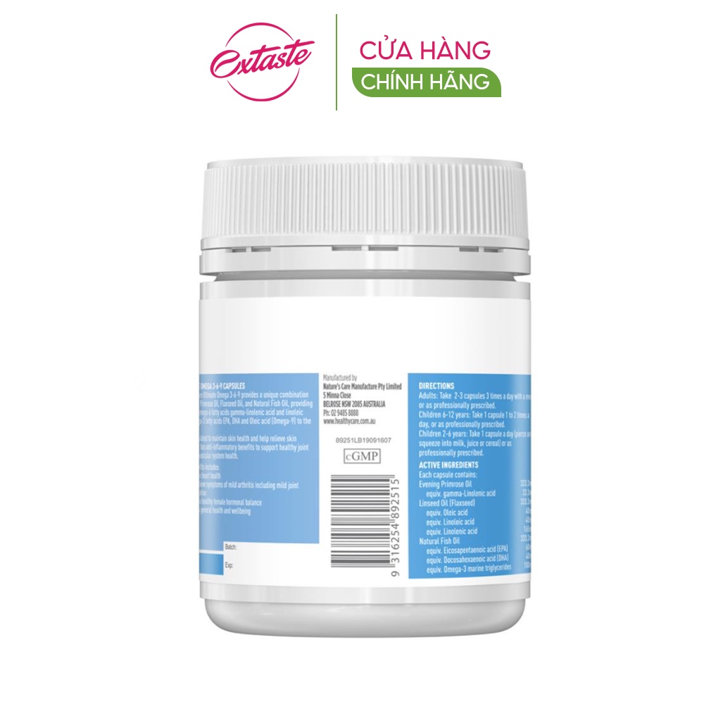 Viên uống giảm mỏi mắt Healthy Care Ultimate Omega 369 hỗ trợ tim mạch huyết áp 200 viên