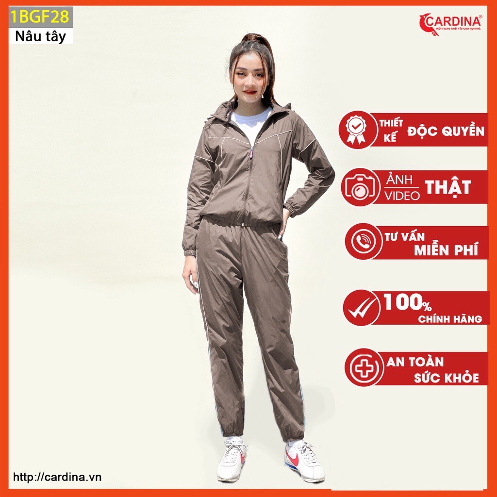 Bộ Quần Áo Gió Thể Thao Nữ  cao cấp 2 Lớp 𝐂𝐀𝐑𝐃𝐈𝐍𝐀, vải gió trơn, mềm mịn, chống nhăn,chống mưa, chống bụi, cản gió