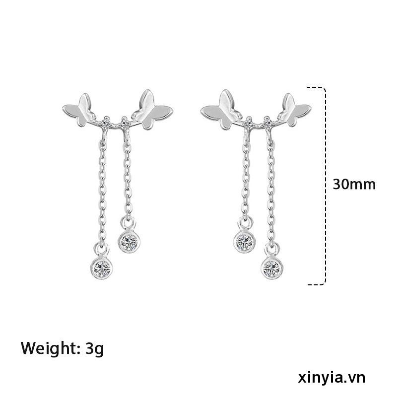 Bông Tai Vòng cổ Đôi Hình Bướm Đơn Giản Siêu Nữ Tính Dễ Phối Đồ