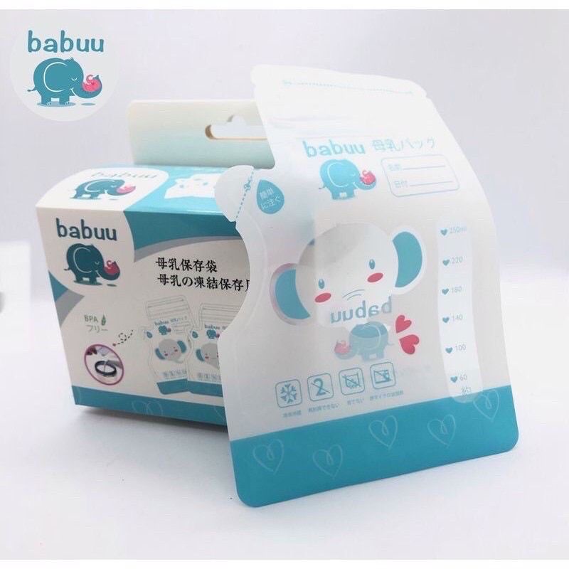 Hộp 50 Túi Trữ Sữa Babuu Nhật Bản 100ml, 250ml, Túi Có Vòi Rót Tiện Dụng