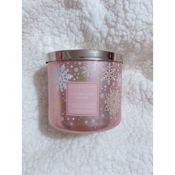 {Bill Mỹ} {Chuẩn Auth} Champagne Toast Bath &amp; Body Works BBW Nến Thơm 3 tim 3 bấc 411gr