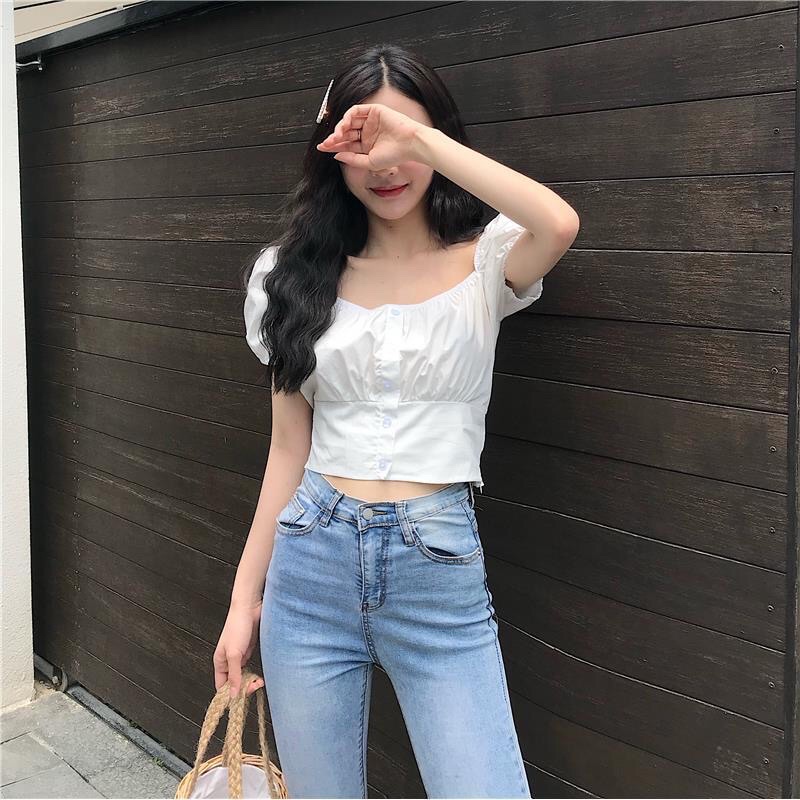 Áo Croptop nữ tay ngắn dáng ôm phong cách Hàn Quốc mã QD0121