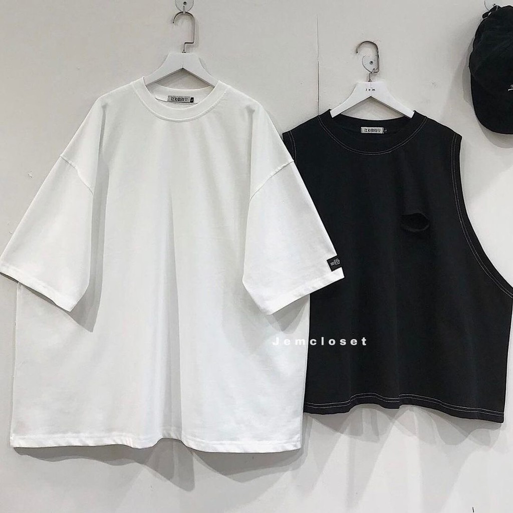 [ ẢNH THẬT ]  Set 2 áo ngắn tay 𝐍𝐌 Closet Set đồ nữ gồm áo trắng tay lỡ và áo gile rách chỉ nổi