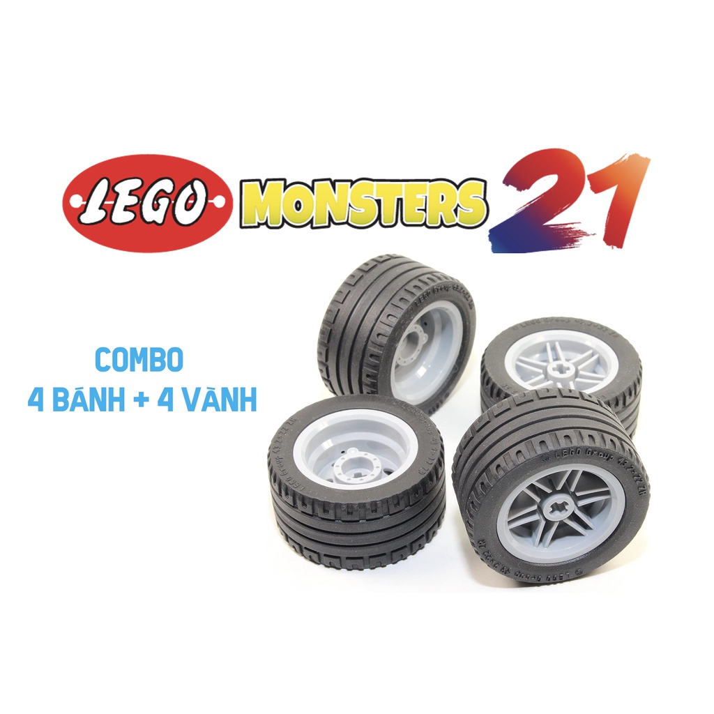 Lego chính hãng- Bánh xe kích thước 30,4 x 20 và vành được gia cố với lốp đen 43,2 x 22 (56145/44309)