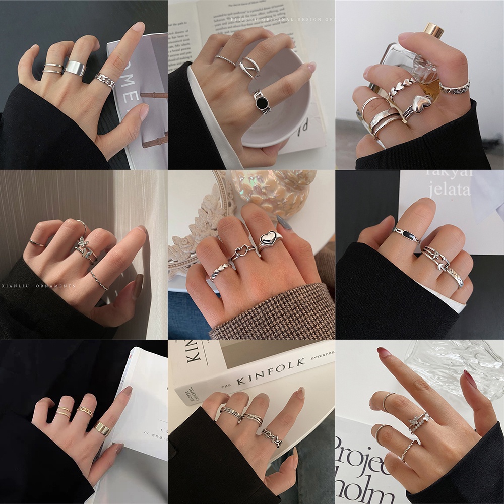 Set 5 nhẫn đeo tay kim loại thời trang cho nữ