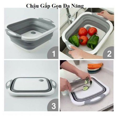 [FREESHIP] Bộ chậu gấp gọn kèm thớt đa năng