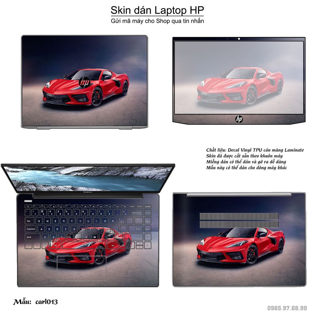 Skin dán Laptop HP in hình xe hơi (inbox mã máy cho Shop)