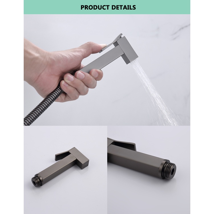 Vòi Xịt Rửa Dạng Tròn Và Vuông Bằng Đồng Thau Loại G1/2 Màu Đen/Vàng/Xám/Xám Cho Nhà Tắm