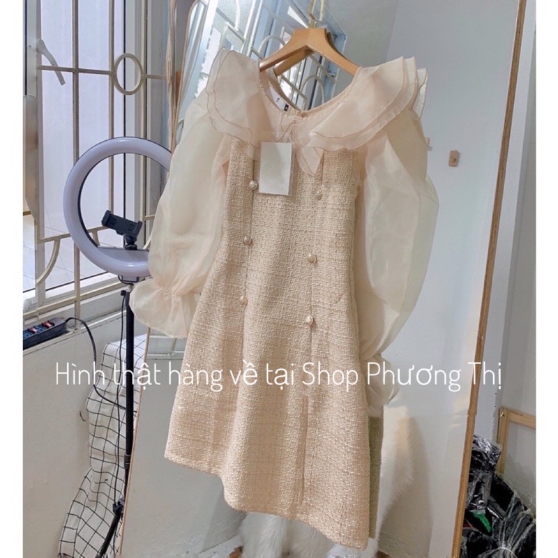 VÁY DẠ TWEED PHA TAY VOAN SIÊU SANG (hàng sẵn) | BigBuy360 - bigbuy360.vn