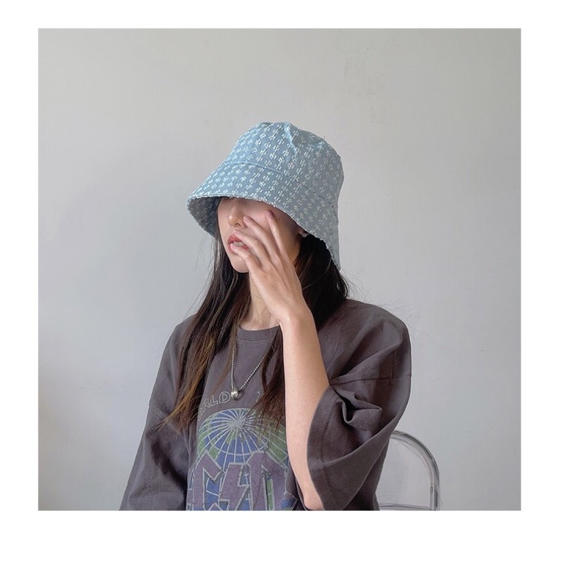 [Cherub] / About blue ~ mũ cao bồi cổ điển mùa hè bóng râm mũ nồi hoang dã thời trang cô gái bi in