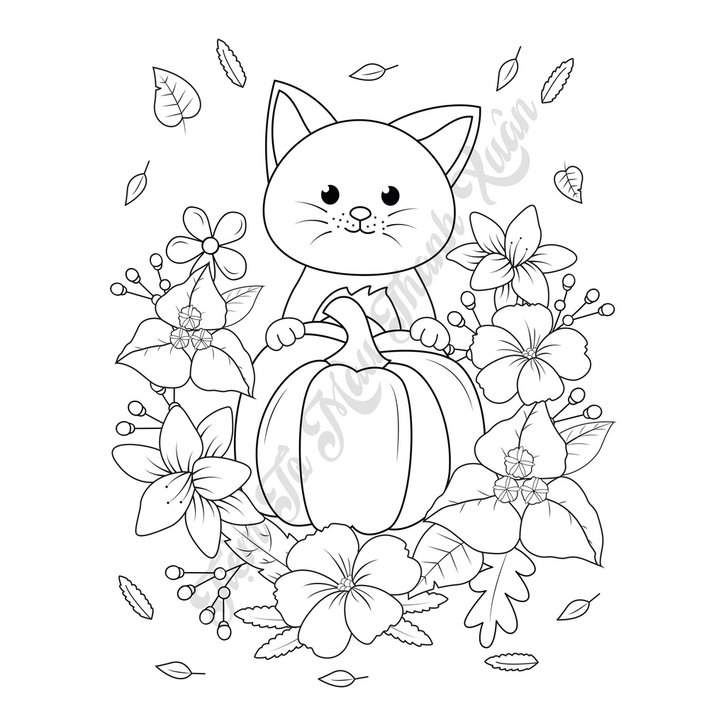 Set 10 Tờ Tranh Tô Màu Chủ Đề Mùa Thu Tô Màu Sáp, Màu Chì - Tiệm Tô Màu Thanh Xuân