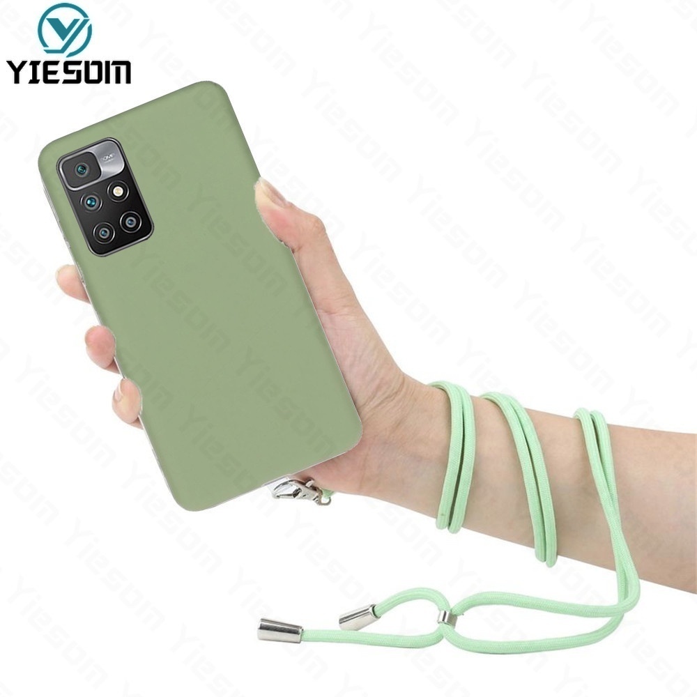Ốp Điện Thoại TPU Mềm Màu Kẹo Có Dây Đeo Cổ Cho Xiaomi Redmi 10 9 9T 9A 9C