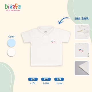 Áo thun phông polo dinofa cho bé trai từ 6-18m, áo polo bé trai 100% cotton trơn cộc tay cổ bẻ, mềm mịn a18-a23
