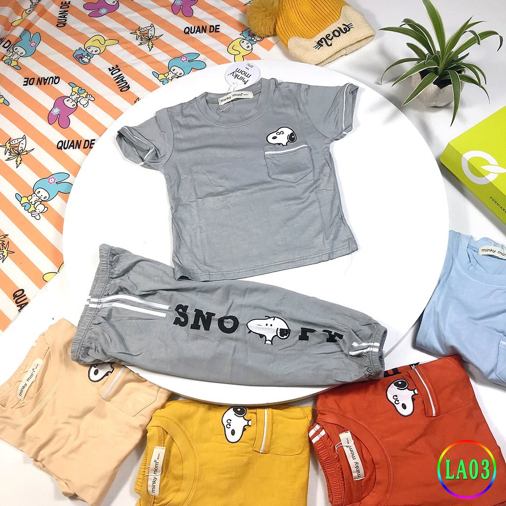 [LA03] Bộ Tay Cộc, Quần Alibaba Thun lạnh MINKY MOM CÓ SIZE ĐẠI Snoopy Mềm Mịn, Thấm Hút Mồ Hôi, Hàng Chuẩn Đẹp Cho Bé