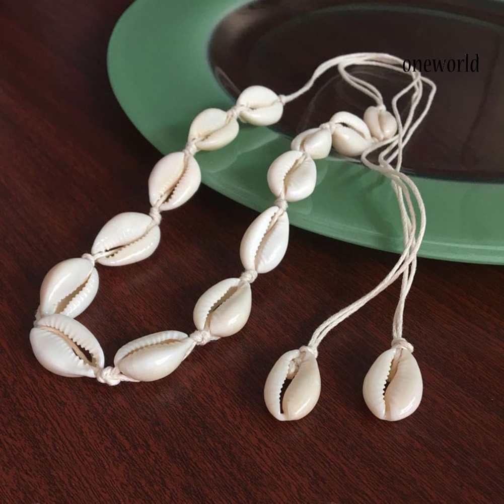 Vòng Cổ Choker Bằng Vải Dệt Thủ Công Đính Vỏ Sò Phong Cách Hawaii Dành Cho Nữ