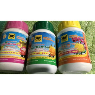 Combo 03 lọ phân NPK đầu trâu 501 701 và 901 chăm sóc hoa lan cây cảnh mỗi lọ 100gr