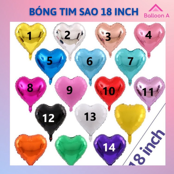 Bóng bay ngôi sao trái tim có các size