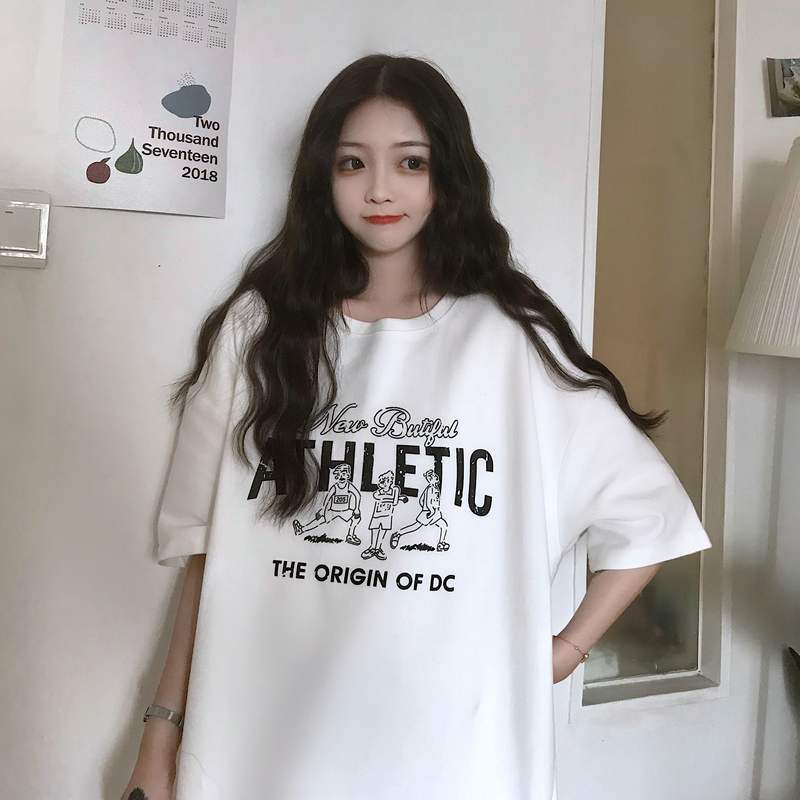 Áo thun rộng rãi tay ngắn phong cách Ins Hàn Quốc