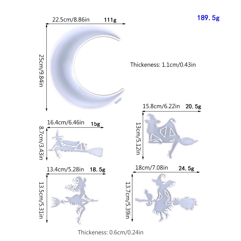 Khuôn Silicone Làm Mặt Dây Chuyền Hình Phù Thủy / Mặt Trăng Treo Tường Trang Trí