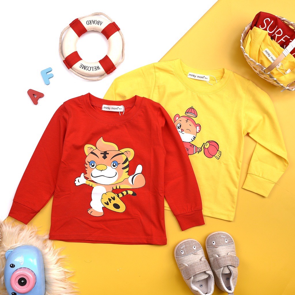 Áo trẻ em dài tay cho bé trai bé gái bé trai chất liệu cotton thun mềm mại ATKID diện chơi tết