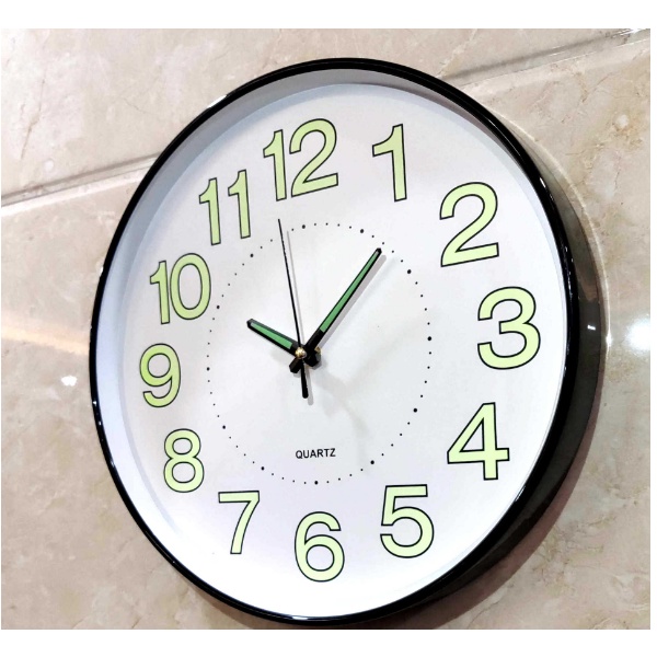 Đồng hồ dạ quang treo tường phòng khách nhà văn phòng nhựa tròn đồng hồ kỹ thuật số đơn giản