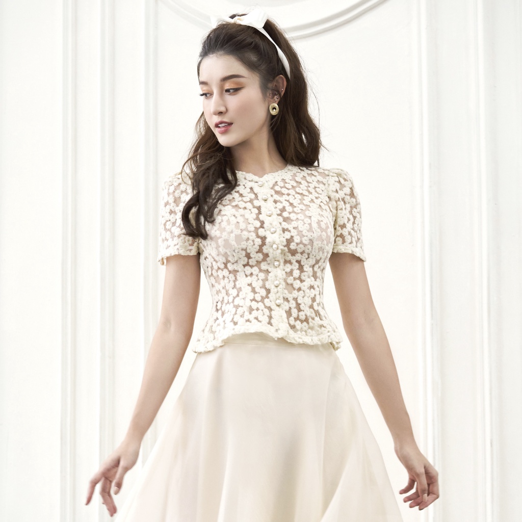 Oceana London - Áo ren thêu cao cấp Zoe creamy top