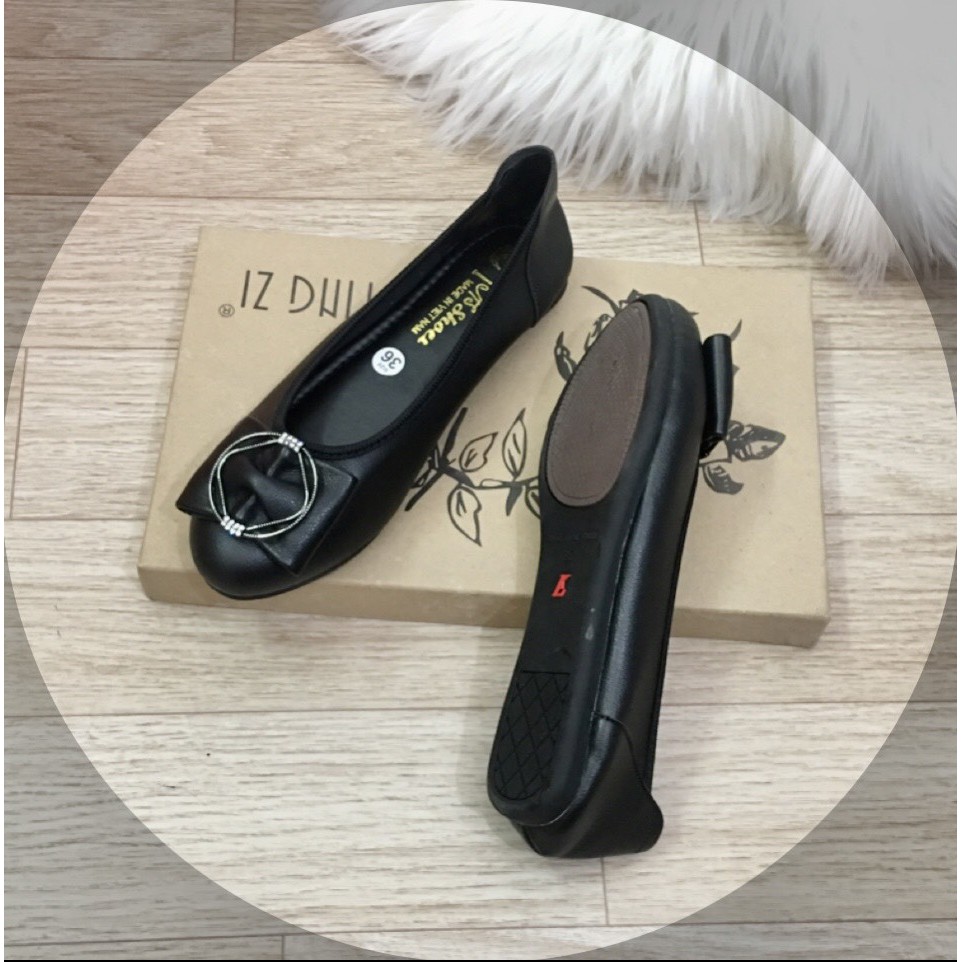 Giày búp bê khoá tròn đế bệt chất da mềm êm chân