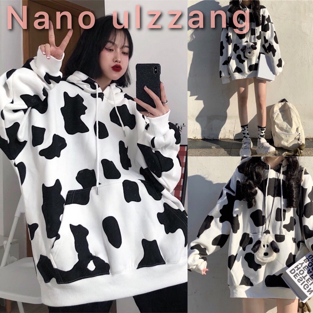 Áo Hoodie Unisex Bò Sữa Hottrend  🐮 Áo Hoodie Nam Nữ In Hình Bò Sữa Ngộ Nghĩnh_Nano Ulzzang