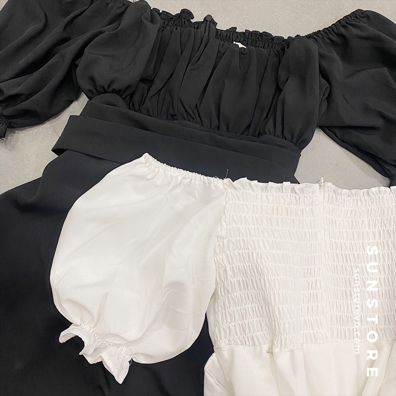 Jumsuit nữ có dây cột eo tự điều chỉnh mặc đi tiệc đẹp sang chảnh 2 màu đen và trắng