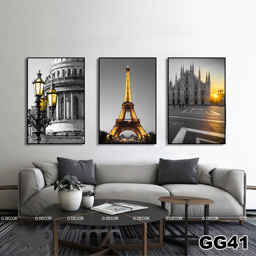 Tranh treo tường canvas 3 bức phong cách Bắc Âu 188, tranh phong cảnh trang trí phòng khách, phòng ngủ, phòng ăn,spa.