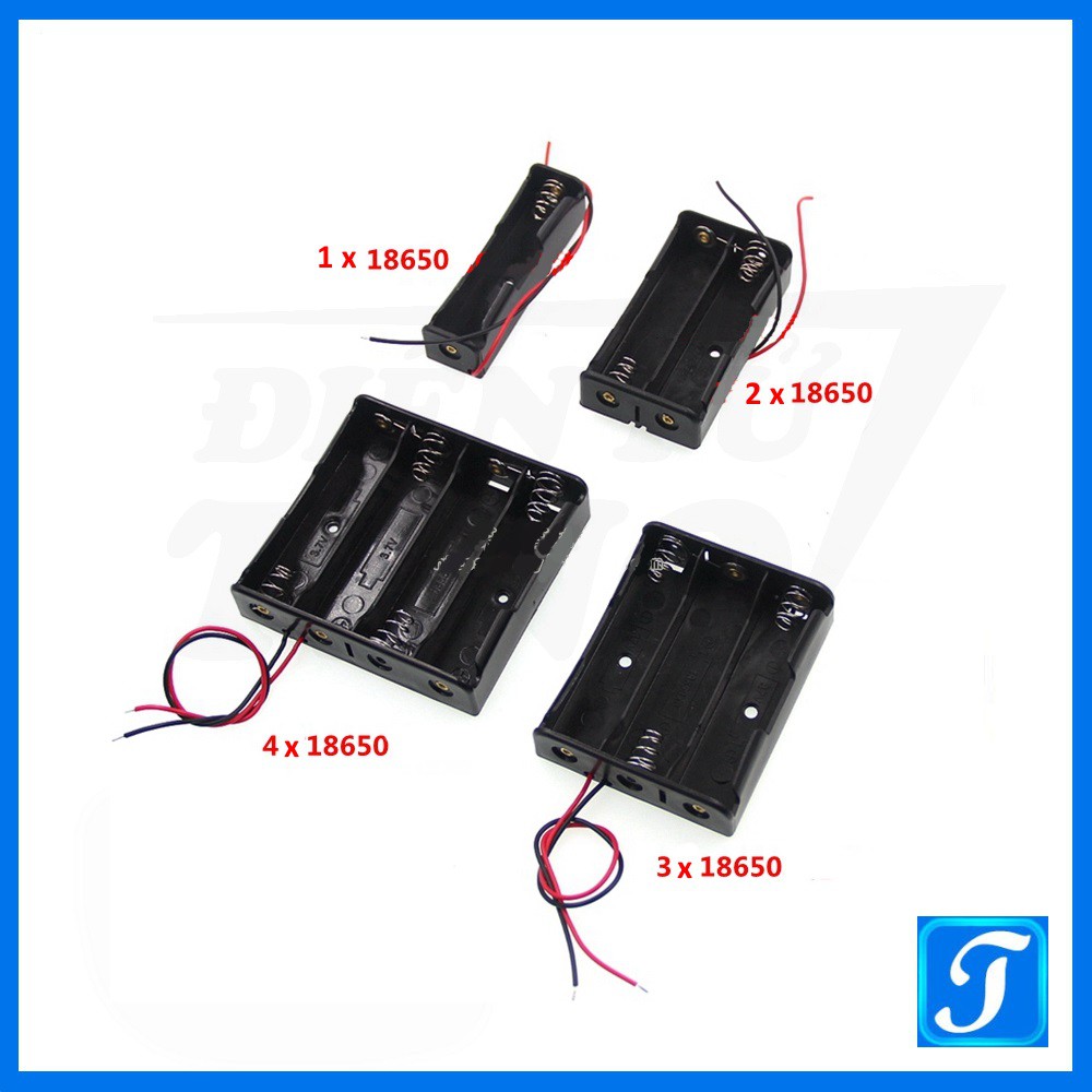 Đế Pin Sạc Li-ion 18650 Loại Nối Tiếp Đủ Cỡ 1 2 3 4 Cell Chất Liệu Nhựa ABS Dày Cứng