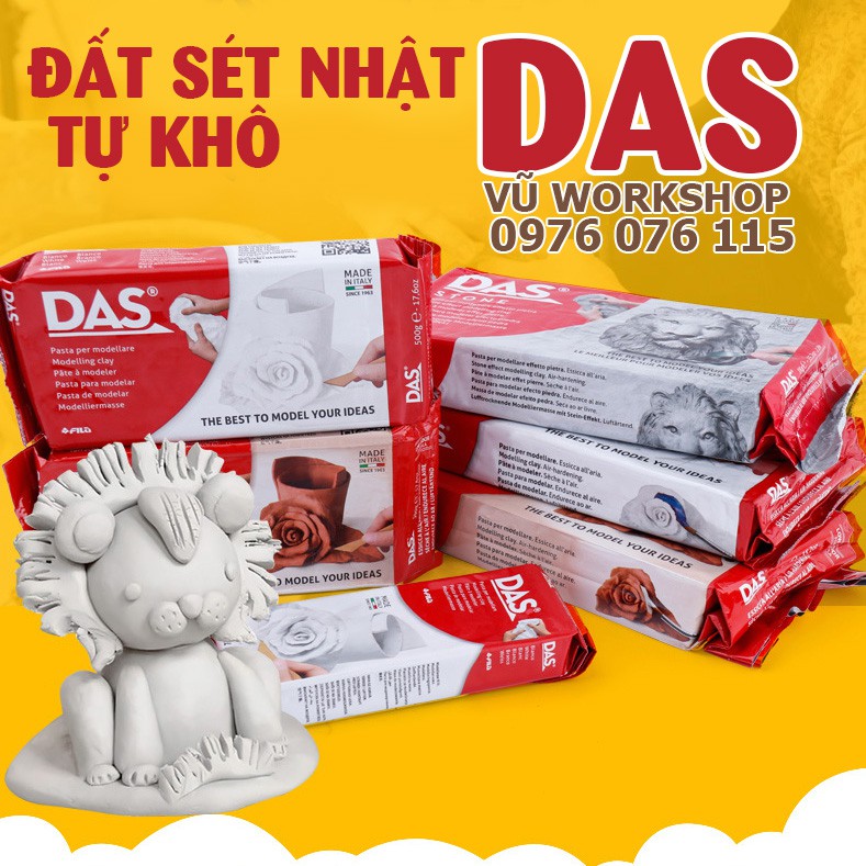 Đất sét Nhật tự khô DAS màu trắng và màu gạch (DAS air-dry clay )