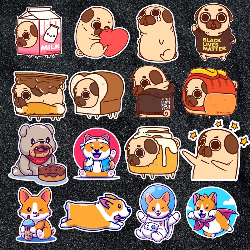 [ Ảnh Thật ] | Sticker chó Shiba,Cogi,Pug,Husky cute Sticker dán máy tính Casio,Vinacal, laptop….