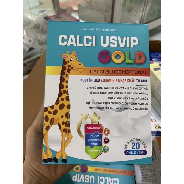 Ống CALCI USVIP GOLD bổ sung canxi d3 ( hộp 20 ống)