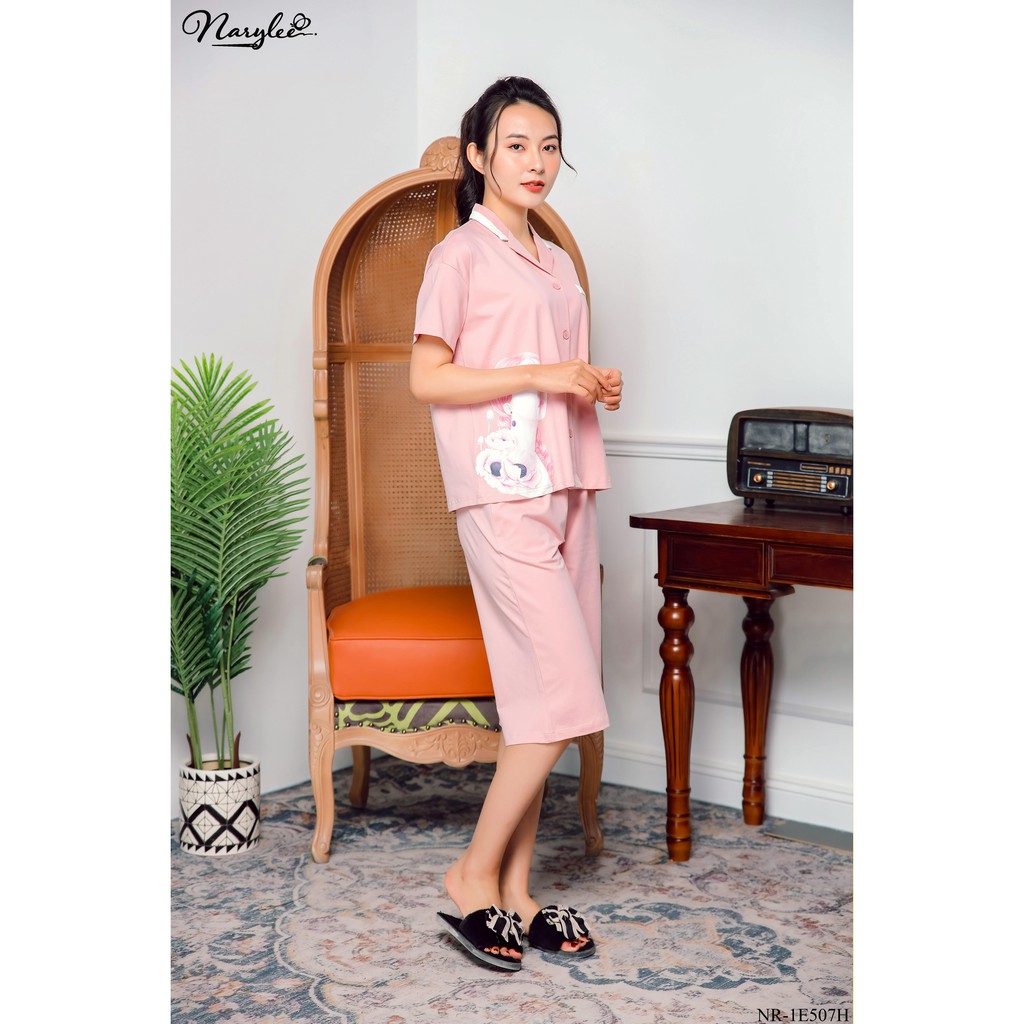 Bộ đồ mặc nhà cao cấp áo cộc quần lửng 100% cotton cao cấp Narylee NR-1E507